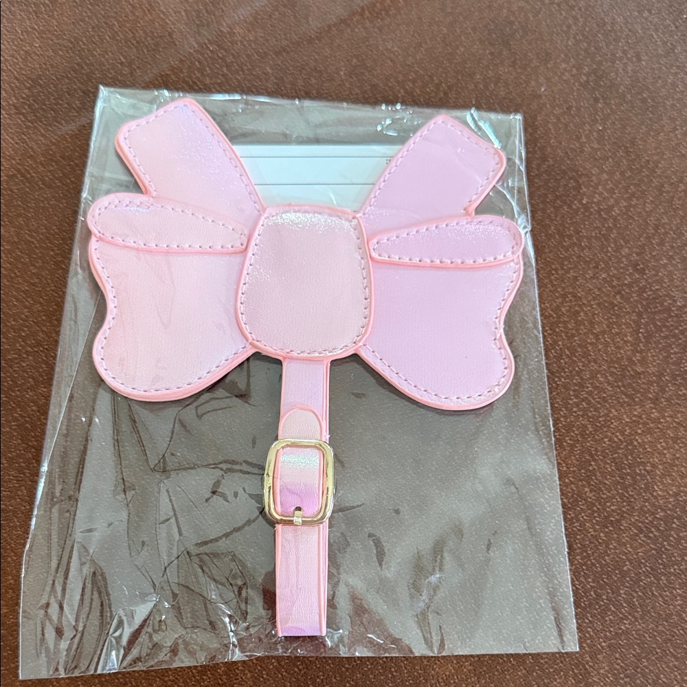 Brand new simply gilded Pink Bow Luggage Tag - Cute Adjustable Bow Accent